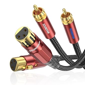 SOUNDFAM Cavo Audio Premium RCA a XLR Femmina [2 RCA → 2 XLR Hi-Fi Stereo] per Subwoofer, Amplificatori, Mixer DJ (3 Metro, Schermatura Doppia)​