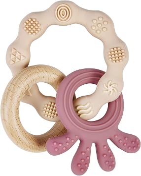 Vicloon Dentizione Neonati Giocattolo, 2 Massaggiagengive e 1 Faggio Dentizione Senza BPA Non Tossici Massaggia Gengive Silicone per Molar Lenire i Bambini