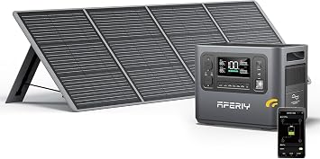 AFERIY Generatore Solare 2400W Con Moduli Solari Da 200W Stazione Di Alimentazione Portatile Da 2048Wh (4800W Di Picco) Batteria Lifepo4 220V-240V Pannello Solare Pieghevole Con Usb Ip65 Per Campeggio