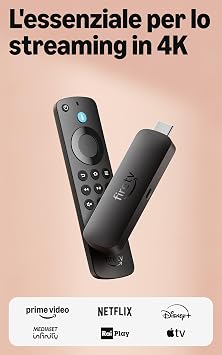Amazon Fire TV Stick 4K Select (ultimo modello) – Trasmetti in streaming in 4K centinaia di migliaia di film ed episodi TV, e la TV in diretta gratis, trova serie TV più velocemente con Alexa+