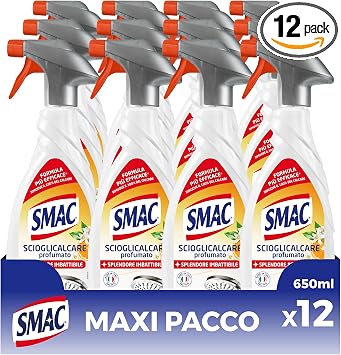 Smac Scioglicalcare Profumato, Detergente Spray, 650 ml x 12 Pz | Pulisce a fondo lo sporco più ostinato, elimina e previene il calcare per uno splendore imbattibile