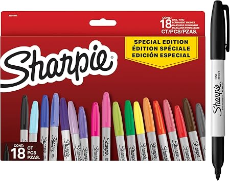 Sharpie Set di pennarelli indelebili | Assortimento di colori in edizione limitata | Punta fine | 18 pennarelli | Set per il ritorno a scuola