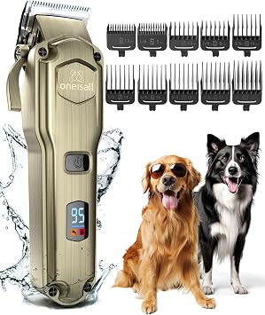 oneisall Tosatrice per Cani per Mantelli Spessi e Pesanti | Rumore Ridotto, Ricaricabile Senza Filo, Lama in Acciaio Inossidabile, Toelettatore Impermeabile per Cani