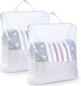OTraki 2 Pezzi Sacchetti Lavatrice Biancheria 60x80cm Retina per Biancheria, Laundry Bag Con Cerniera Nascosta, Rete Resistente con Manico Sacchetti per Lavatrice per Camicie Vestiti per Bambini