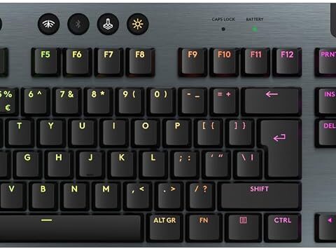Logitech G G915 X LIGHTSPEED Tastiera gaming wireless – US INT’L QWERTY | Profilo ribassato, copritasti in PBT bicomponente, tasti completamente programmabili, switch GL Red Linear, PC/Mac – Nero