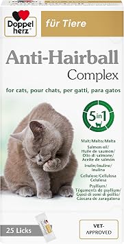 Doppelherz – Complesso Anti Hairball Doppelherz per gatti – Con fibre e oli di elevata qualità per favorire la digestione dei boli di pelo – 25 cremosi snack da leccare.