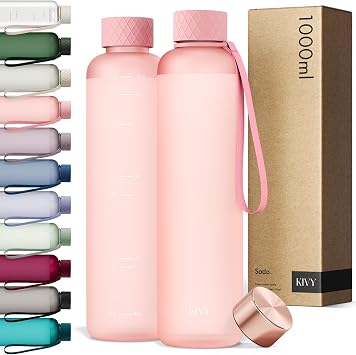KIVY Borraccia 1 litro – Antigoccia e Antiurto – Perfetta per Sport, Scuola e Ufficio – Borraccia Palestra – Bottiglia 1 Litro – Bottiglia Acqua – Plastica Borracce Sportiva 1l – Senza BPA – Rosa