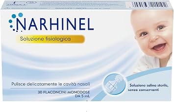 Narhinel Soluzione Fisiologica Salina Isotonica, Lavaggi Nasali, 30 Flaconi | Flaconcini Monodose da 5ml