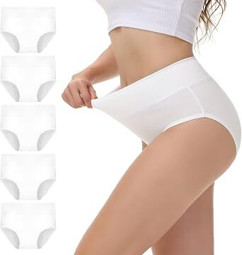 NUOZA Mutande Donna Cotone Vita Alta Slip Pacco da 5 Intimo Culotte Donna Mutandine Elastico Pancia Piatta Underwear