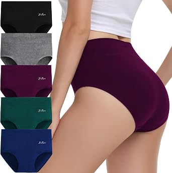 IceReco Mutande Donna Cotone Vita Alta Elastico Extra Comfort Pacco da 5 | Mutande Contenitive Pancia, Morbide e Traspiranti, Mutandine Post Parto, Copertura Completa, Slip Modellanti