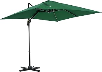 Outsunny Ombrellone da Giardino Regolabile 360 2.5×2.5 m | Angolazione Regolabile su 5 Livelli, Ombrellone Decentrato, Poliestere 200 g/m², per Patio e Terrazza