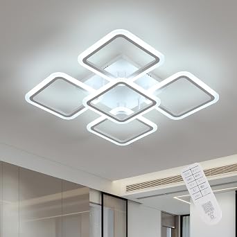 Riserva Plafoniera LED Soffitto Dimmerabile 57W, Quadrato Bianco | Lampada da Soffitto Moderno con Telecomando, per Camera da Letto, Cucina, Soggiorno, Corridoio, 3000K-6500K