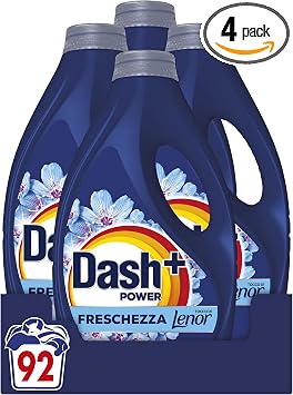 Dash Power Detersivo Liquido Lavatrice, 92 Lavaggi (4×23), Freschezza Di Lenor, Risveglio Primaverile, rimuove addirittura gli odori di sudore vecchi di 7 giorni, per una pulizia impeccabile