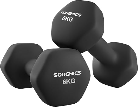 SONGMICS Set di 2 manubri esagonali con rivestimento in neoprene, per allenamento, fitness, casa