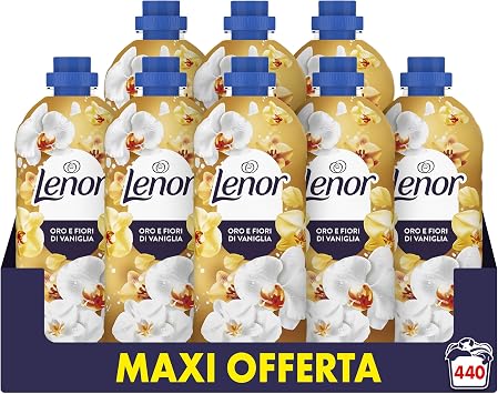 Lenor Ammorbidente Lavatrice Concentrato 440 Lavaggi (8X55), Oro e Fiori di Vaniglia, Freschezza Che Dura 3 Volte Più A Lungo, Con Tecnologia Olii Profumati