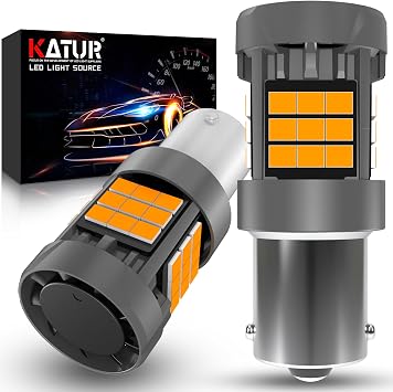KATUR Lampadina 1156 BA15S LED, Canbus 500% luminosità 3000LM Giallo Ambra con Ventola di Raffreddamento Lampadine LED 7506 P21W 1141 Indicatori di Direzione, 2PCS