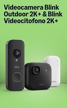 Videocamera esterna 2K+ Blink (ultimo modello) — videocamera di sicurezza smart senza fili, risoluzione video 2K, audio ottimizzato, durata delle pile fino a due anni. Sistema da 1 videocamera, nero