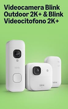 Videocamera esterna 2K+ Blink (ultimo modello) —videocamera di sicurezza smart senza fili, risoluzione video 2K, audio ottimizzato, durata delle pile fino a due anni. Sistema da 1 videocamera, bianco