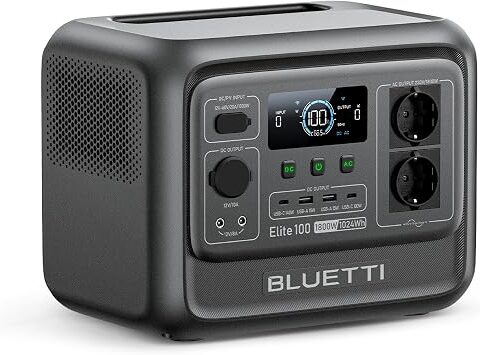 BLUETTI Elite 100 V2 Centrale Elettrica Portatile, LFP Batteria da 1024Wh | 2 Uscite CA 1800W (3600W Picco), 35% Più Piccolo, Alimentazione per campeggio, Interruzioni, Backup UPS