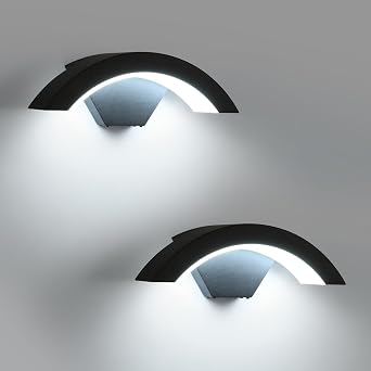 SENQIU 2 Pezzi Applique da Parete Esterno, 24W IP65 Impermeabile | Applique da Parete Nera, Lampada da Esterno Alluminio per Ingresso, Balcone, Terrazza, Giardini, Luce Bianca Fredda 6500K