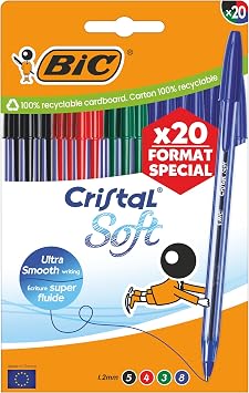 BIC Set Special Edition Penne a Sfera Cristal Soft Punta Media (1,2 mm) – Inchiostro di Colori Assortiti, Confezione da 20