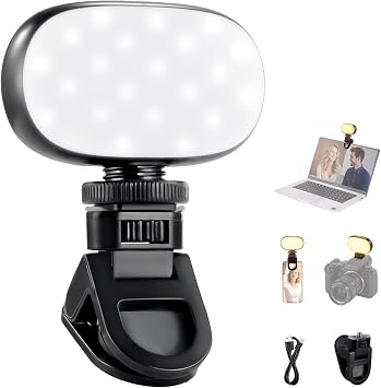 NEEWER BASICS Luce Selfie Portatile, Piccolo Faretto per Telefono Fotocamera a Clip Cold Shoe, 3W 600mAh CRI95 3 Modalità Colore Dimmerabile per iPhone iPad Laptop Webcam Zoom Videoconferenza Vlog, N9
