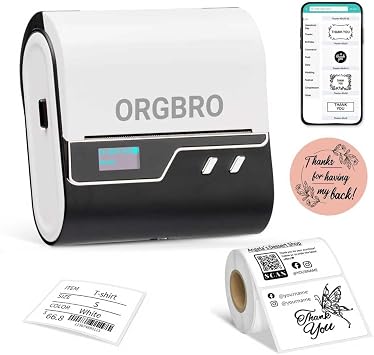 ORGBRO Z3 Stampante Etichette Adesive Termica Etichettatrice Etichette Adesive Personalizzate para Joyería, Supermercado, Pequeñas Empresas con 1 Rollo Blanco de Etiquetas de 50×30 mm, Argento