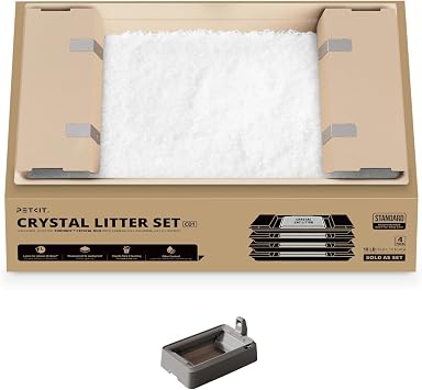 PETKIT Lettiera per Gatti Crystal, Lettiera per Gatti non Agglomerante, Compatibile con PUROBOT CRYSTAL DUO, Eliminazione Multi-odore, Antipolvere, Leggera e Pronta, Ricambio Diretto, 4 Sacchi
