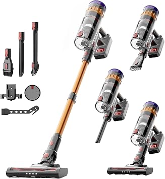 Lefant V1 Aspirapolvere Senza Fili 40000Pa, Scopa Elettrica con LED Touch | Anti-Groviglio, Filtrazione 5 Stadi, 42 Min Autonomia, Batteria Rimovibile, 750ml, per Pavimenti, Tappeti e Peli Animali