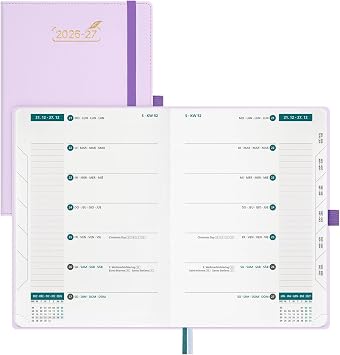 BEZEND Agenda 2026 2027 Settimanale A5 con Doppio Orario – 21 x 15,5 cm | 18 Mesi Diario Scuola da Lug.26 a Dic.27 per Lavoro e Vita o Due Persone, Copertina Rigida in Pelle PU – Lila