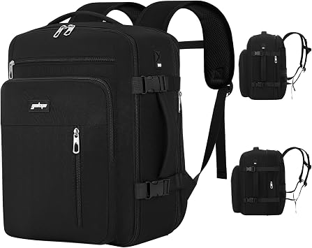 YOKGO Zaino da Viaggio Ryanair 40x30x20 Bagaglio a Mano per Wizzair Vueling | 24-30L Espandibile 40x30x25 Zaini Cabina,Borsa Aereo Porta PC Laptop 15.6″ Per Donna,Uomo,Travel Backpack Nero