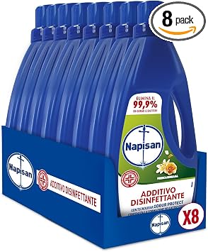 Napisan, Additivo Lavatrice Liquido, Fresca Rugiada, 8 flaconi da 1l