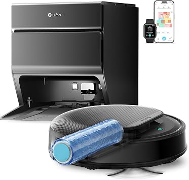 Lefant M5 Max Robot Aspirapolvere Lavapavimenti con Rullo 25000Pa | Rullo Autopulente, Anti-Groviglio 100%, Lavaggio Acqua Viva 80°C + Asciugatura Aria Fredda, dToF+PSD 2.0, Auto-Svuoto 120gg