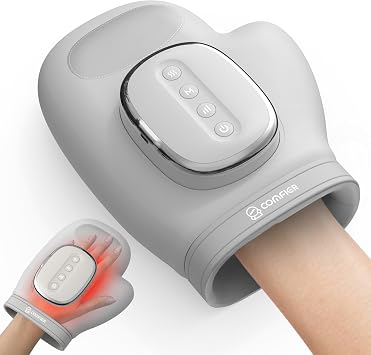 COMFIER Massaggiatore Mani Wireless, Massaggiatore Elettrico di Grandi Dimensioni Migliorato con Funzione di Calore e Compressione, per Polsi e Dita, Regalo Donna Uomo
