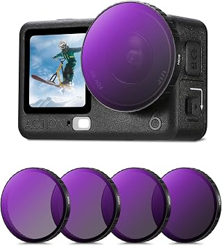 K&F CONCEPT Kit di 4 Filtri ND a Innesto Rapido Compatibile con DJI Osmo Action 6 – ND8, ND16, ND32, ND64 per Riduzione della Luce, in Vetro Ottico HD e Multi-Rivestiti, Accessorio per Action Camera