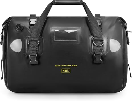 HOMIEE Borsa posteriore per moto, 40 l, impermeabile, con cinghie a sgancio rapido, per touring, campeggio, motociclismo, ciclismo, sport acquatici (nero)
