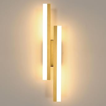 Riserva Lampada da Parete Interno Moderno 16W, 3000K Bianco Caldo, Oro | Applique da Parete LED Metallo per Camera da Letto, Corridoio, Studio, Soggiorno, Sala da Pranzo, Scala