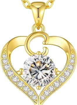 LOUISA SECRET Collana donna cuore Capital con Placato di rodio e oro 18K | Lettere A-Z Regalo per Mamma Rivestimento,Catena Regolabile 45+5cm,Idea Regalo per San Valentino,Compleanno,Donna Natale