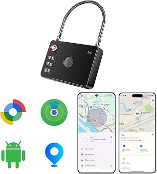 MiLi Lucchetto intelligente per valigia con tracker, lucchetto da viaggio approvato TSA, compatibile con iOS Dov’è & Google Funzioni Trova App, lucchetto a combinazione per valigia