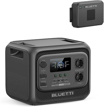 BLUETTI Elite 300 Stazione di energia portatile con Charger 2 | Alternatore caricabatterie DC 1200W,ricarica in 3.2 ore,generatore solare 3014.4Wh 2400W per camper e viaggi