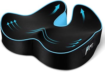 POOTACK Cuscino Sedia Ufficio, Memory Foam Cuscino Sedile | Supporto Stabile con base Antiscivolo, Migliora il Comfort e il Sostegno di Sedie da Ufficio, auto e Scrivania