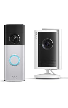 Ring Battery Video Doorbell Plus (ultimo modello) + Indoor Camera Plus | Retinal 2K | Zoom 6x | Batteria ricaricabile a sgancio rapido | Prova gratuita di 30 giorni del piano di abbonamento Ring