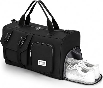 VINATO Borsa Sportiva Piccola Bagaglio a Mano 48 cm 31,2 L Nera | Borsa da Viaggio Piccola per Sport, Palestra e Viaggi – 48 cm, 31,2 L, Oxford-polyester, Tracolla Regolabile, Cerniera Doppia