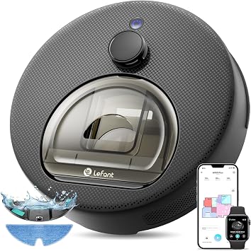 Lefant M330 Plus Robot Aspirapolvere Lavapavimenti Anti-Groviglio, Nero | 3 Mappe, Rilevamento Tappeti, Aspirazione 5000Pa, Mop Magnetico, Aspirapolvere Robot per Casa, Peli Animali