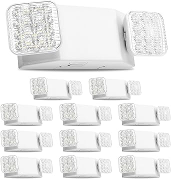 VEVOR Set di Lampada Emergenza LED da Incasso da Parete, Plafoniera Emergenza Uscita da 12 pezzi, Faretti LED per Uscita da Incasso da Parete con Teste Quadrate, CA 120/277 V, Potenza Nominale 3 W