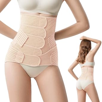 JOYNCLEON Fascia Post Partum con Cintura Pelvica – Supporto Addominale Regolabile per Parto Naturale e Cesareo – Modellante e Conformante per Vita Quotidiana e Sport (Beige, XXL(70KG-80KG))