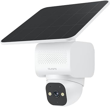 blurams 4K Telecamera WiFi Esterno Senza Fili Solare h24 | 8MP, Batteria 12000mAh con pannello 5W, Registrazione 24/7, Wi-Fi 6 Dual-band 2,4 GHz & 5 GHz, 360 gradi, IP66 Impermeabile