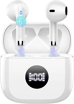 2026 Nuovo Cuffie Bluetooth 5.4, Cuffie in Ear 60 Ore di Riproduzione, Auricolari Bluetooth con 4 ENC Cancellazione Rumore Mic, Cuffie Senza Filo HiFi Stereo IP7 Impermeabili per iOS/Android, Bianco