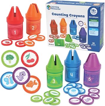 Learning Resources Pastelli per contare, Gioco Matematica precoce | Giocattoli contare bambini abbinamento colori abilità motorie fini classificazione matematica precoce 18+ mesi