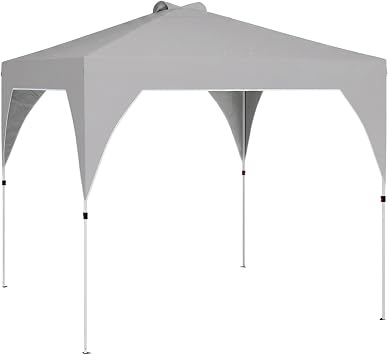 Outsunny Gazebo Pieghevole 3x3m Pop Up con Pulsante Centrale Grigio Scuro | Facile da Montare, Gazebo da Giardino, Altezza Regolabile, Prese d’Aria, Sacchi di Sabbia, Borsa, UV50+, Feste Esterno